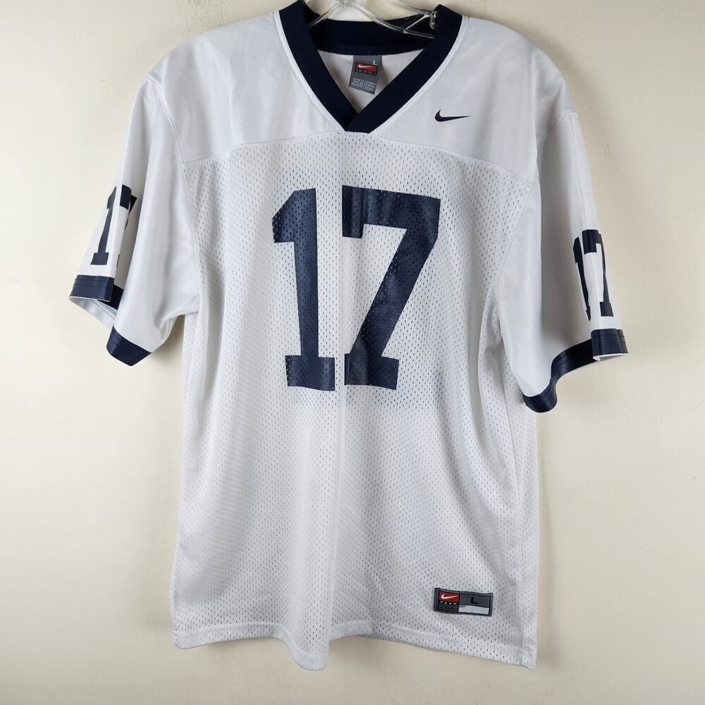 Vintage Nike Silver Tag Penn State Jersey Men’s L #17 Nittany Lions White Blue